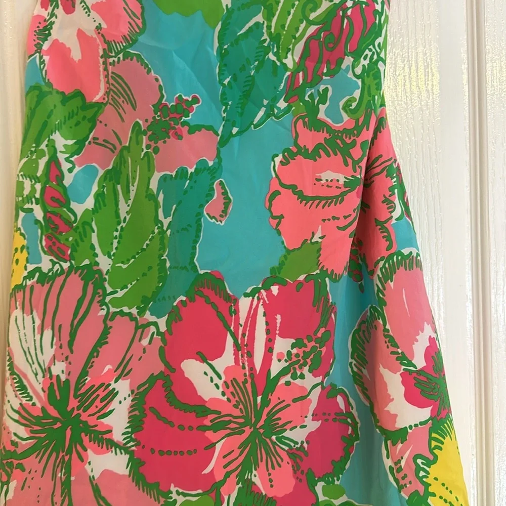 Lilly Pulitzer dress women’s floral silk sun dress  Beautiful vibrant colors XS - Picture 3 of 12